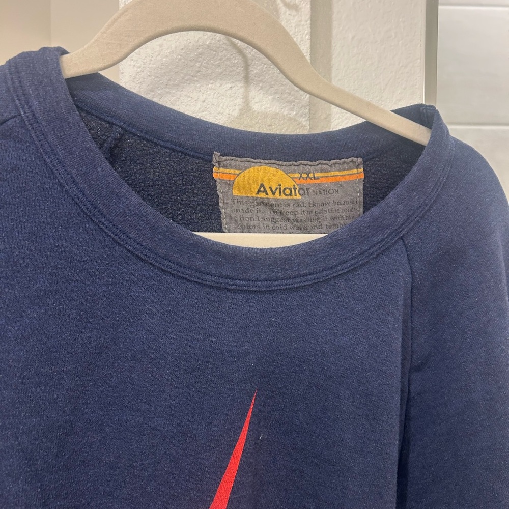 Aviator Nation Navy Sweatshirt with Red Detail